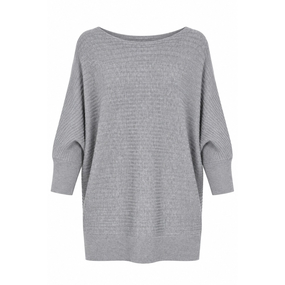 Eileen Fisher Petite Merino Wool Tunic Sweater Gray Dolman Rib PM Petite Medium